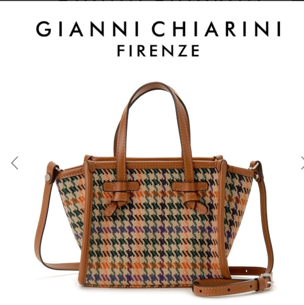 NWT Gianni Chiarini Firenze Marcella Club Mini Bag Tweed Houndstooth Made in🇮🇹